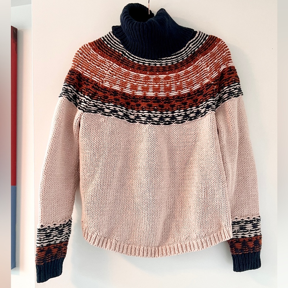 Madewell Turtleneck Sweater in Cream and Rust